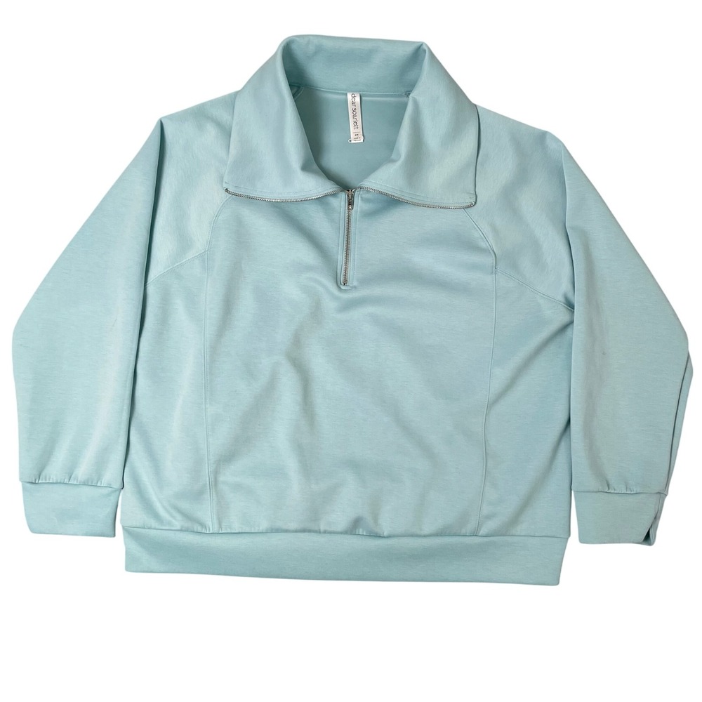 Dear Scarlett Womens 2X Light Blue Quarter Zip Pullover Top